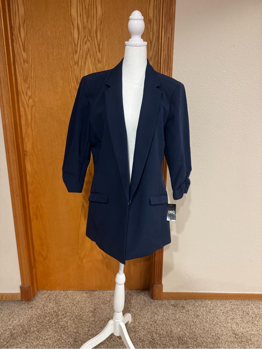 Womenโs INC International Concepts Dark Navy Lightweight Blazer Jacket Large